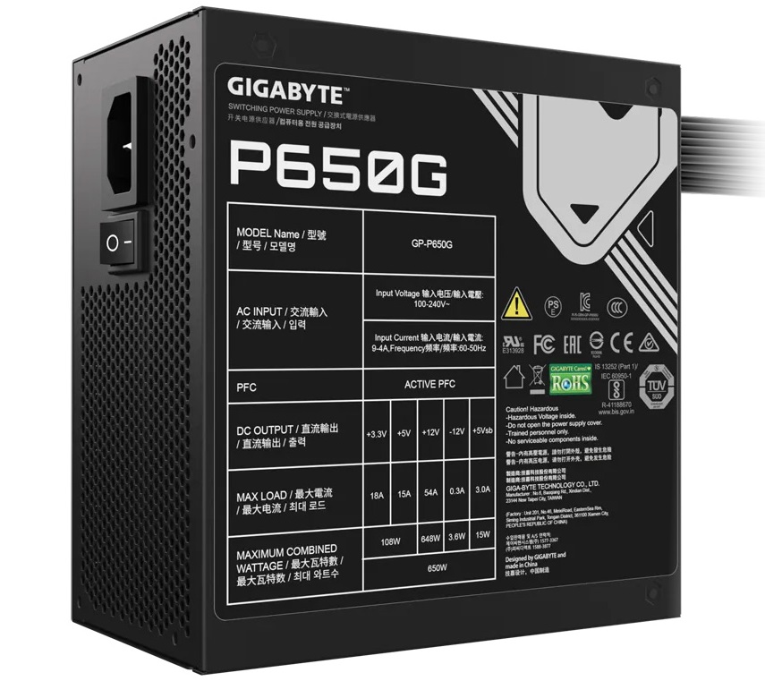 Nguồn máy tính Gigabyte GP-P650G (650W, 80 plus Gold)
