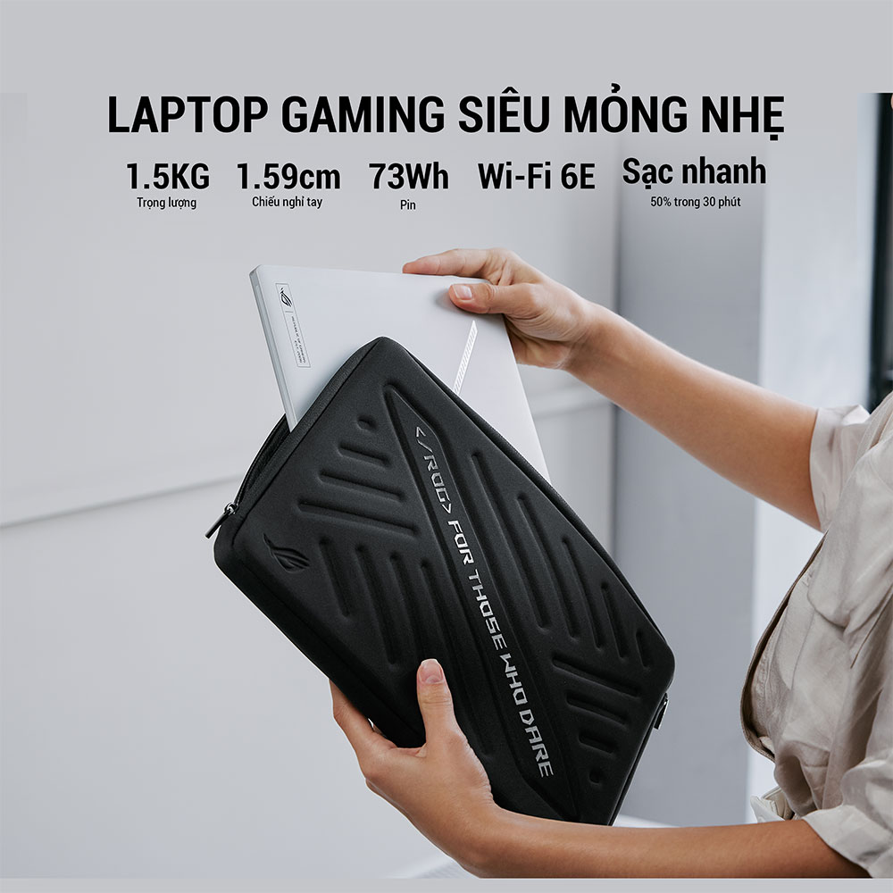 Laptop Asus Gaming ROG Zephyrus G14 GA403UU-QS101W (AMD Ryzen 9 8945HS | 32GB | 512GB | RTX 4050 6GB | 14 inch 3K OLED 120Hz | Win 11 | Trắng)