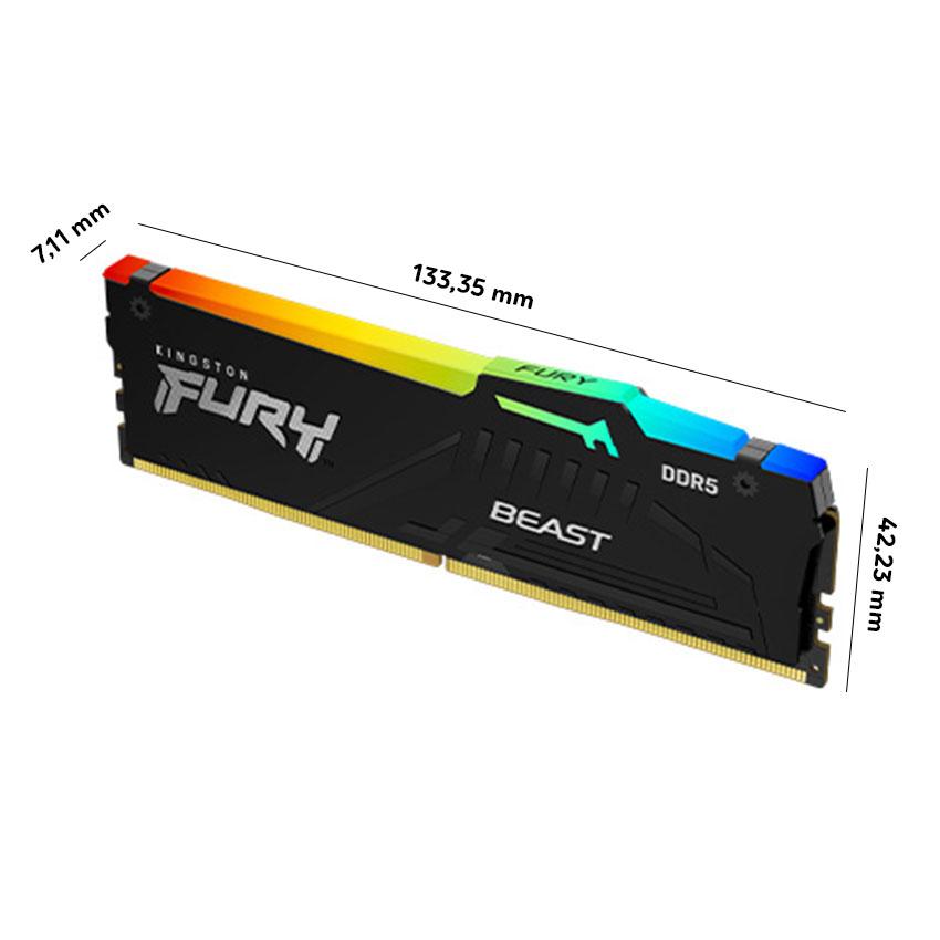 RAM Kingston FURY Beast RGB 16GB (2x8GB) DDR5 5600Mhz (KF556C40BBAK2-16)
