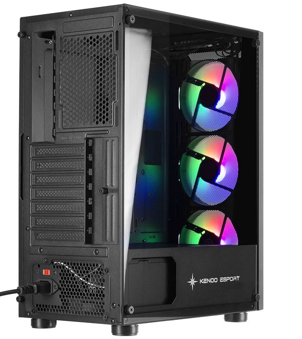 Vỏ Case KENOO ESPORT AF302 – 3F – Mầu Đen (ATX/ 3 Fan RGB)