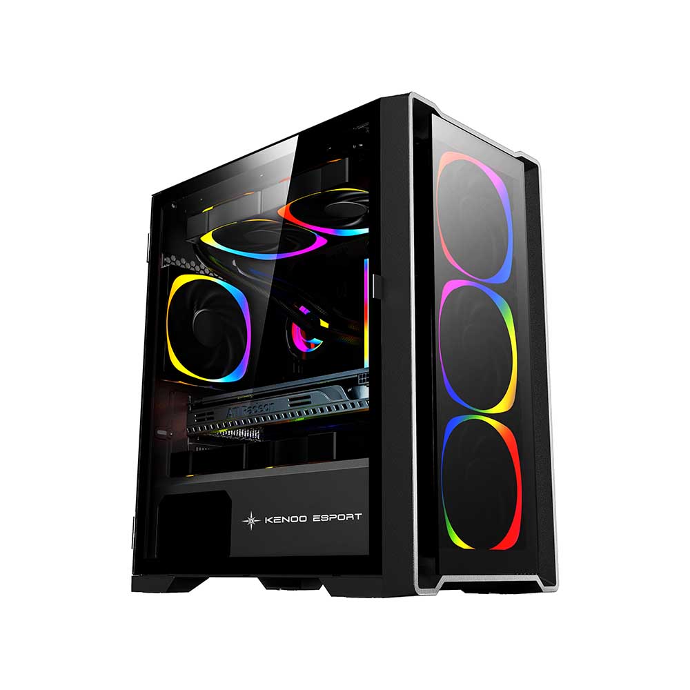 Vỏ case KENOO ESPORT MK500 -3F – Màu Đen MATX (3 Fan RGB)