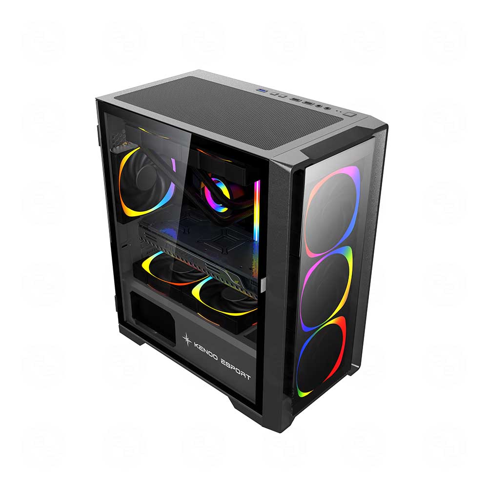 Vỏ case KENOO ESPORT MK500 -3F – Màu Đen MATX (3 Fan RGB)