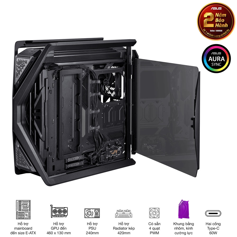 Vỏ Case ASUS ROG Hyperion GR701 ( Full Tower/ Màu Đen)