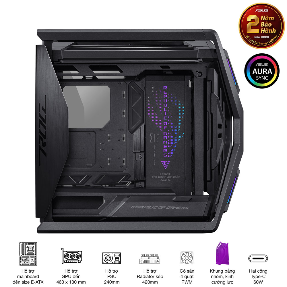 Vỏ Case ASUS ROG Hyperion GR701 ( Full Tower/ Màu Đen)