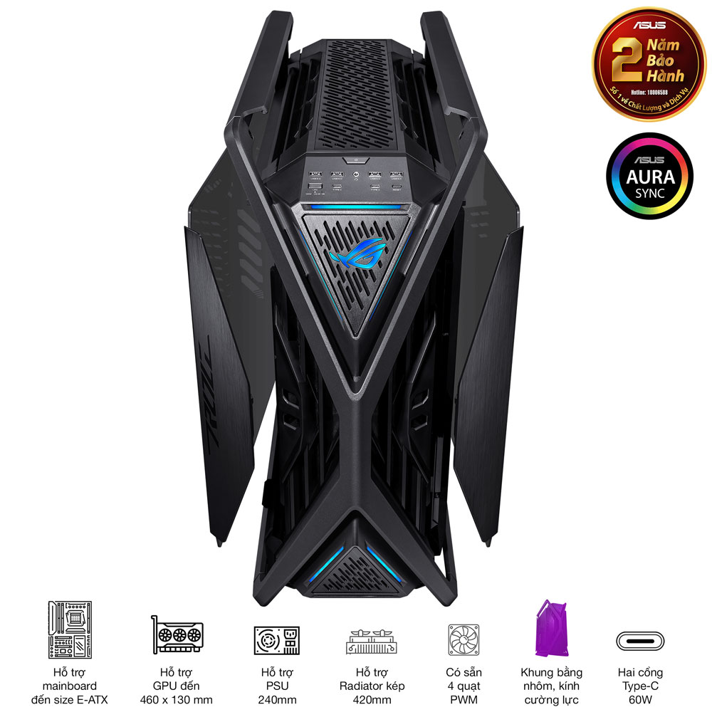Vỏ Case ASUS ROG Hyperion GR701 ( Full Tower/ Màu Đen)