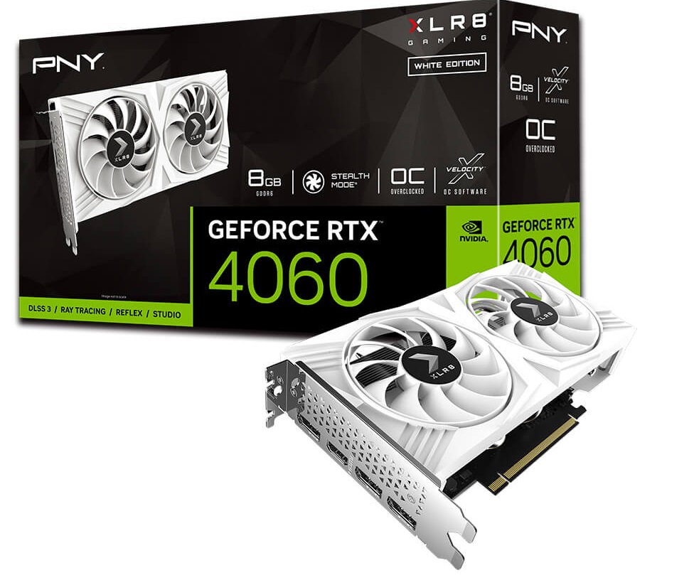 VGA PNY Geforce RTX 4060 8GB VERTO Dual fan OC WHITE (VCG40608DFWXPB1-O)
