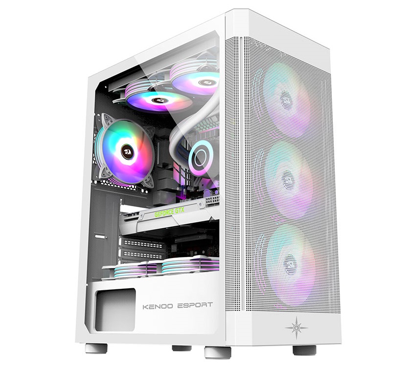 Vỏ Case Máy Tính Kenoo ESPORT AF100 – 3F MESH WHITE ( ATX, Màu Trắng, 3 Fan RGB)