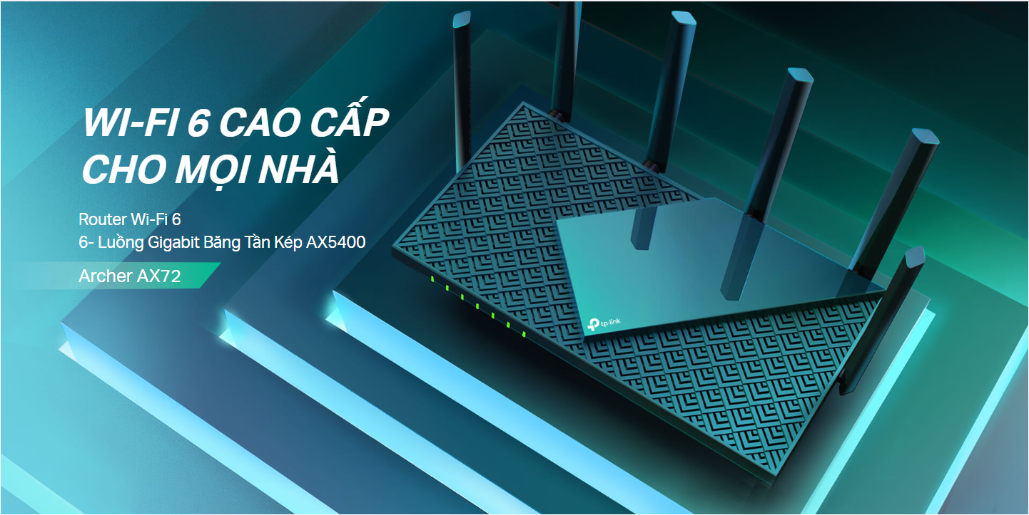 Bộ phát wifi 6 TP-Link Archer AX72 (Chuẩn AX/ AX5400Mbps/ 6 Ăng-ten ngoài/ Wifi Mesh/ Dưới 100 User)